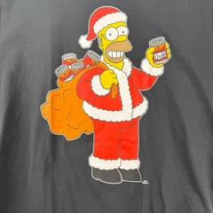 The Simpsons Homer Santa Claus Duff Beer Christmas T-Shirt Black Unisex Medium
