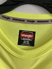 Wrangler Workwear Hi-Vis Neon Yellow Long Sleeve T-Shirt w Pocket Mens XL 46-48