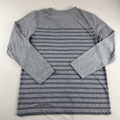 Sperry Henley Mens L Gray Blue Striped Long Sleeve Pocket Thermal Base Layer Top