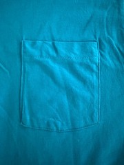 Vintage Fruit of the Loom Pocket T Shirt Large Turquoise Blue Single Stitch