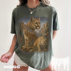 Vintage Mountain Lion Comfort Tee Shirt Retro Style Big Cat Wildlife Animal