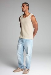 SikSilk Men’s Knitted Fabric Textured Vest Ecru