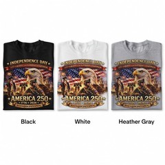 250 Years of Freedom 1776-2026 Patriotic Eagle T-Shirt USA Flag 4th of July Tee
