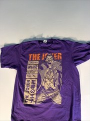 DC COMICS The Joker Men’s Certified Insane T Shirt Gray Batman Size Large