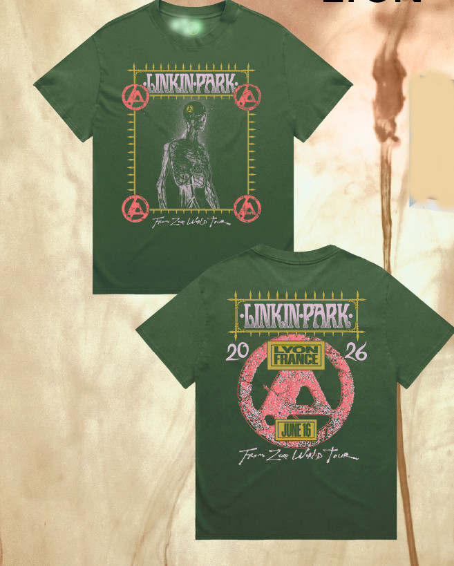 Linkin Park Lyon France 2026 Exclusive City Event Tee June 16 2026 Green T-Shirt