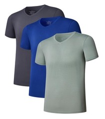 Men’s Undershirt Bamboo Rayon V-Neck T-Shirts Short Sleeve Tagless Tees Slim …