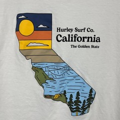 Hurley California T-Shirt Men’s Size L White Double Sided Logo Short Sleeve