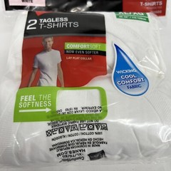 Mens XL/XG Hanes Tagless TShirts 2 Pack White Comfort Soft Wicking Fabric SEALED