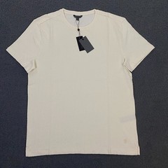 $128 John Varvatos Brasse Crew T-Shirt Large Ivory Chain Textured Knit Stretch