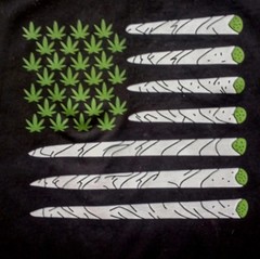 Cannabis Medium T-shirt 420 Marijuana American Flag