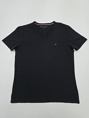 Tommy Hilfiger Mens T Shirt Black V Neck Slim XL No Tags