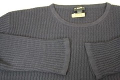 MANI Vintage Mens Black Crew Neck Tee Fine Cable Knit Cotton Rayon Blend Large