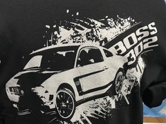 FORD Mustang Boss 302 Shirt Black NWOT Large T-shirt Anvil C34