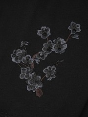 Niepce Dark Kitsune with Cherry Blossoms Embroidery Japanese Streetwear Tee