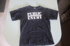 Vintage 2000s Public Enemy T Shirt size medium Black and White Logo Rap Hip Hop