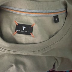 Left Coast Tee Shirt Mens M 100% Pima Cotton Crewneck Short Sleeve Tan Brown