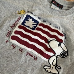 VTG Peanuts Collection “Proud To Be A Cool American” Snoopy Woodstock L Shirt