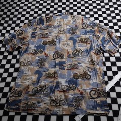 Vintage Harley Davison biker Hawaiian style all over print button up Shirt 3XL