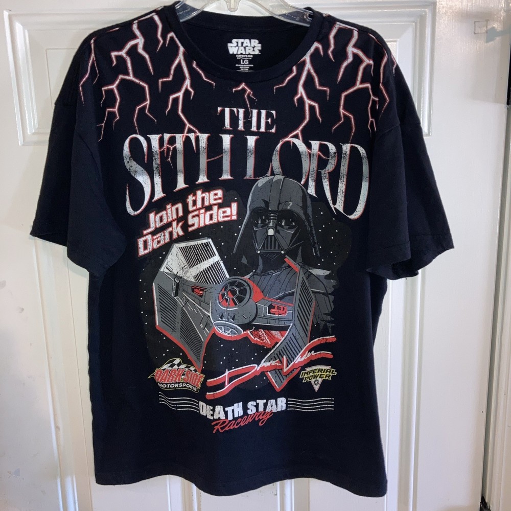 BoxLunch Star Wars Darth Vader Sith Lord Black T-Shirt Men’s Size Large AOP