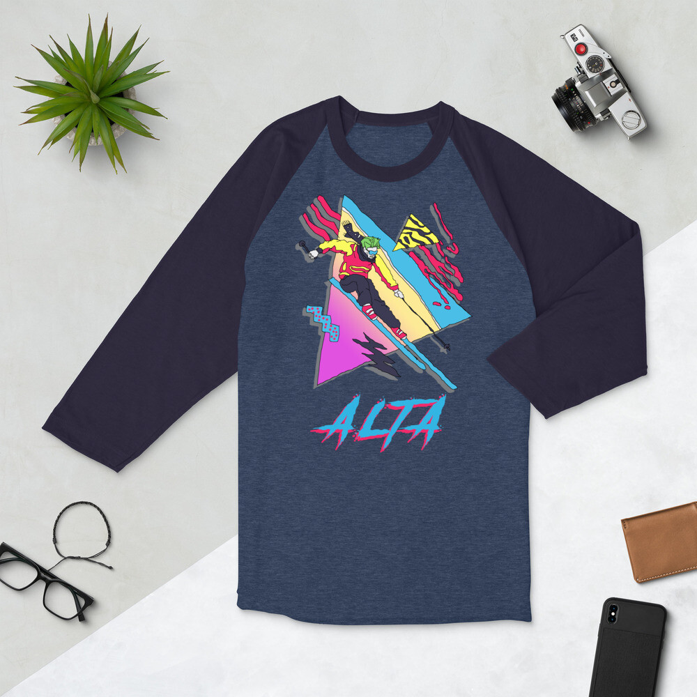 Skiing Shirt, Retro Ski Utah, Skier Gift, Vintage Alta, 3/4 sleeve raglan shirt