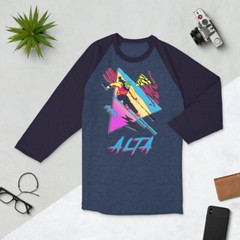 Skiing Shirt, Retro Ski Utah, Skier Gift, Vintage Alta, 3/4 sleeve raglan shirt