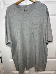 Carhartt K87 2XL Loose Fit CT Tractor Back Print Farm Tee Gray Pocket T-Shirt