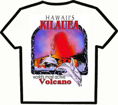 NEW Hawaii Kilauea Volcano : “DTG” PRINT On 100% COTTON WHITE T-Shirts Size LGE