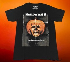 New Halloween 2 Pumpkin Skull Michael Myers Face Black Mens Vintage T-Shirt