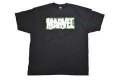 Marvel Mens Marvel Camo Box Logo Black Shirt NWT 2XL-6XL
