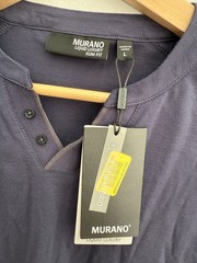 NEW Murano Liquid Luxury Slim Fit Short Sleeve Shirt In Blue Men’s Sz L Casual