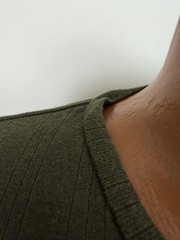Vintage Ribbed V-Neck Shirt Men XL Minimal Olive Rayon Cotton Long Sleeve Murano