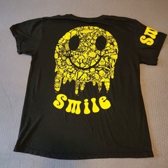 Weekend Warrior Acid Smiley Face Medium Black/Yellow Graphic T-Shirt Funky