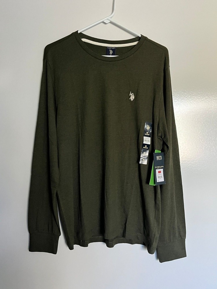 US Polo Association NWT Long Sleeve T Shirt Better Cotton Blend Army Green USPA