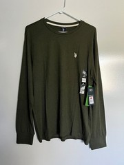 US Polo Association NWT Long Sleeve T Shirt Better Cotton Blend Army Green USPA