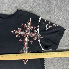 Raw State Shirt Knit Double Sided Size XL Cross Grunge Cyber Graphic Print Y2K