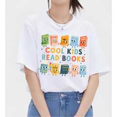 Cool Kids Read Books Shirt Cute Cartoon Book Lover Back To School Children Tee