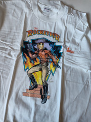 VINTAGE ROCKETEER LARGE T SHIRT DAVE STEVENS GRAPHITTI DESIGNS DEADSTOCK