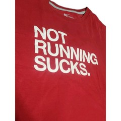 XL Nike Tee Not Running Sucks Graphic Gray Men’s Athletic T-Shirt Red Workout