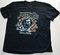 JOHNNY CASH COUNTRY MUSIC SINGER LEGEND T Shirt (Graphic T) Black Cotton 2XL Men