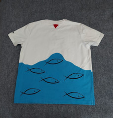 Ron Bass Shirt Mens 2XL XXL Embroidered Fish Swimming Short Sleeve Crew Neck Vtg