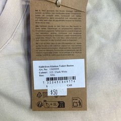 Fjallraven Kanken T-shirt Boston Chalk White Organic Cotton Unisex Size XXL NWT