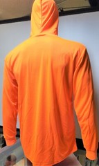 Orange Long Sleeve Safety Shirt With Hoodie, Polyester Birdeye mesh Quick Dry