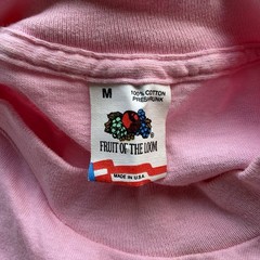 Vintage 90s Fruit Loom Second Hand Rose Mens M Shirt Pink USA Single Stitch