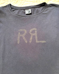 Vintage RRL Spell Out Logo Polo Ralph Lauren Gray Double R L T Shirt Men XL