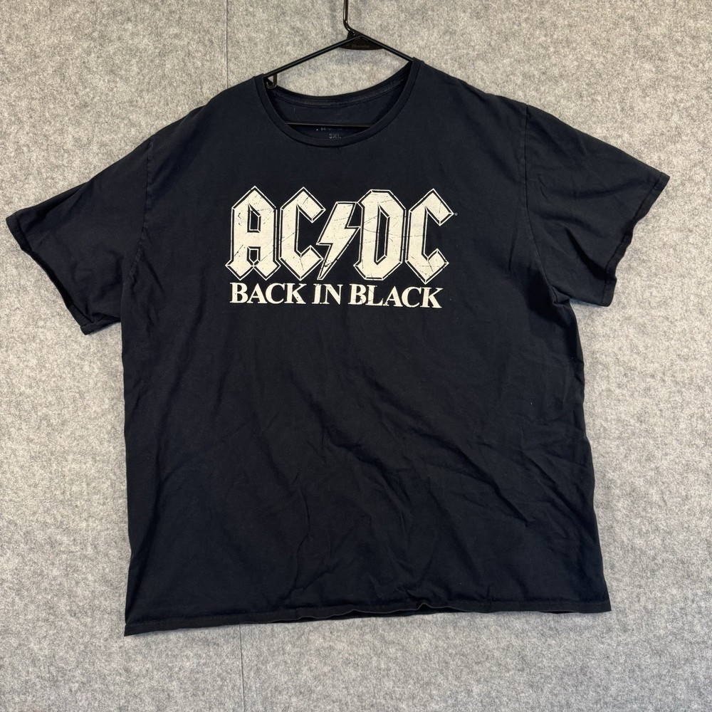 AC/DC Back In Black T-shirt AC DC Classic Hard Rock Band Tee Adult Men’s 3XL