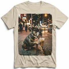 Night City Bulldog Shades Cold Brew Street Unisex T-Shirt Funny Downtown Tee
