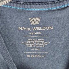 Mack Weldon T-Shirt Mens Medium Blue Pima Cotton Crew Neck Short Sleeve Logo