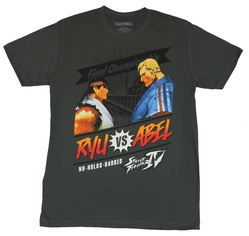 Street Fighter IV Adult New T-Shirt – Final Championship “Ryu vs Abel” Pic