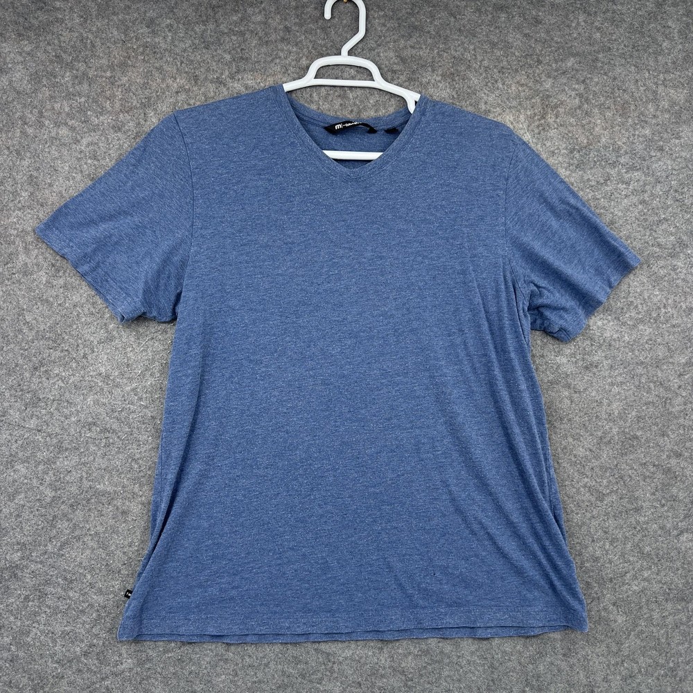 Travis Mathew Shirt Mens XL Blue Short Sleeve V-Neck Golfing Cotton Lightweight