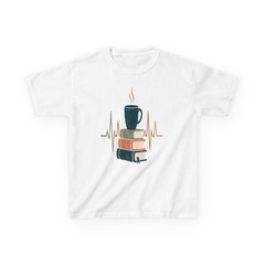 Retro Book Lover Coffee Reading Heartbeat Teacher T-Shirt
